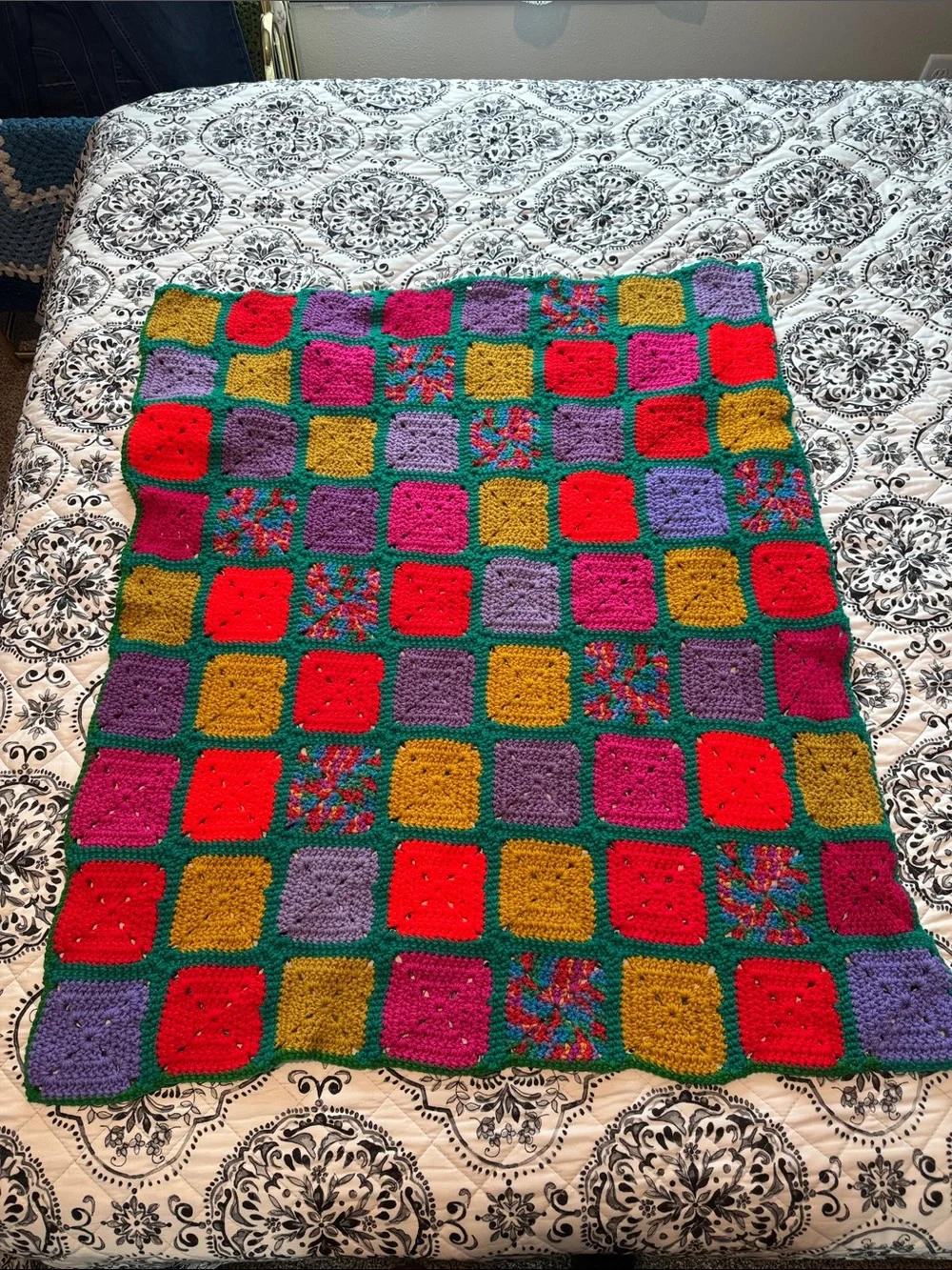 Handmade Multicolor Granny square Crochet lap Blanket